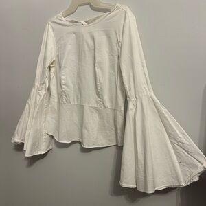 White Bell Sleeve Blouse